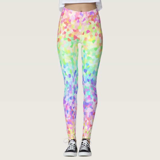 Maximalist Quirky Eclectic Colorful Rainbow Mosaik Leggings (Vorderseite)