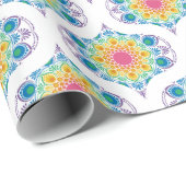 Maximalist Rainbow Floral Fountain 70er Ogee Geschenkpapier (Rolleneckpunkt)