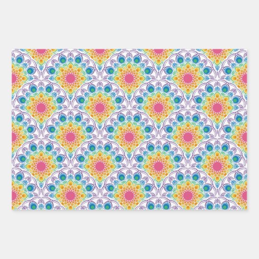 Maximalist Rainbow Floral Fountain Geschenkpapier Set (Vorderseite)