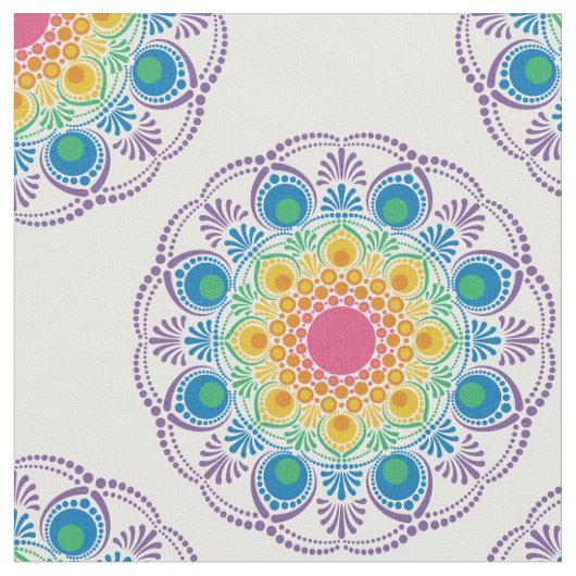 Maximalist Rainbow Floral Fountain Polka Dot Stoff (Nahaufnahme)