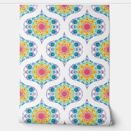 Maximalist Rainbow Floral Fountain Retro Ogee Tapete