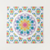 Maximalist Rainbow Floral Fountain Retro Ogee Wandteppich (Vorderseite (Horizontal))