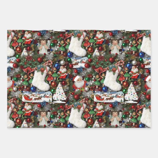 Maximalist Retro Christmas Collage Geschenkpapier Set (Vorderseite 2)
