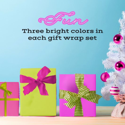 Maximalist Solid Fuchsia Bright Green Hot Pink Geschenkpapier Set