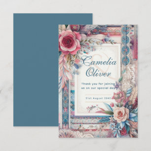 Maximalist Wedding Vintag Floral Vielen Dank Dankeskarte