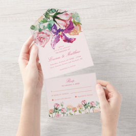 Maximalist Wildblume Garden Elegance Hochzeit All In One Einladung