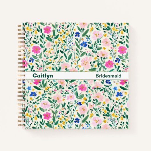 Maximalist Wildflower Floral Square Notizblock (Vorderseite)