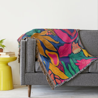 Maximalistisch leuchtend bunte Blumenmuster im Win Decke