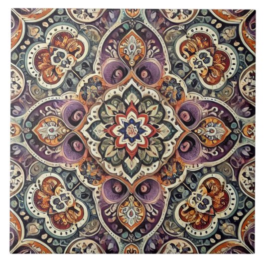 Maximalistische Bohemische Elegance Fliese (Vorderseite)