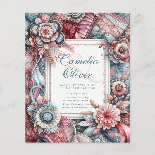 Maximalistische Einladungen für Hochzeiten mit vie (Vorderseite)