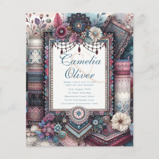 Maximalistische Einladungen für Hochzeiten mit vie (Vorderseite)