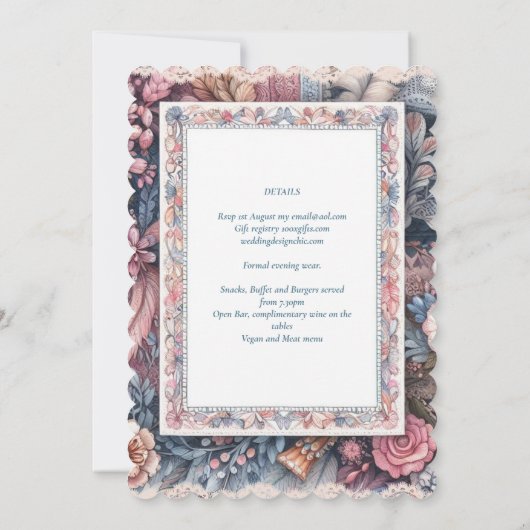 Maximalistische Einladungen für Hochzeiten mit vie (Rückseite)