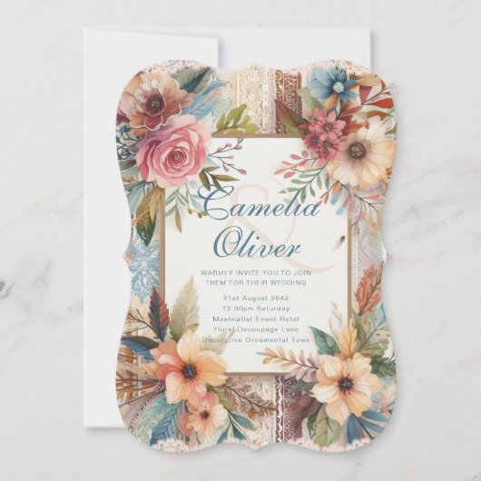 Maximalistische Einladungen für Hochzeiten mit vie (Vorderseite)