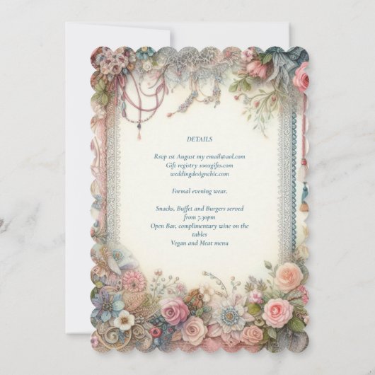 Maximalistische Einladungen für Hochzeiten mit vie (Rückseite)