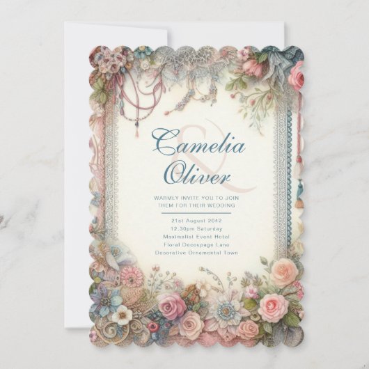 Maximalistische Einladungen für Hochzeiten mit vie (Vorderseite)