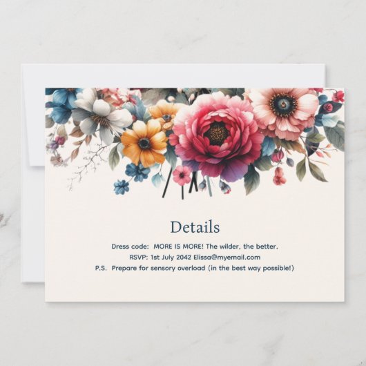 Maximalistische Einladungen zum Thema Blumenzwiebe (Rückseite)