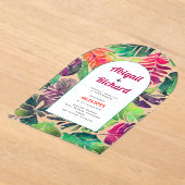 Maximalistische farbenfrohe Tropenfeierlichkeiten Acryleinladungen (Ablage )