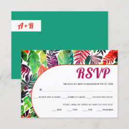 Maximalistische farbenfrohe tropische Blätter Grün RSVP Karte