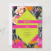 Maximalistische Hochzeit mit moderner Marmorflora Einladung (Vorderseite)