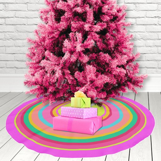 Maximalistische Kreise Vibranful Pink Polyester Weihnachtsbaumdecke