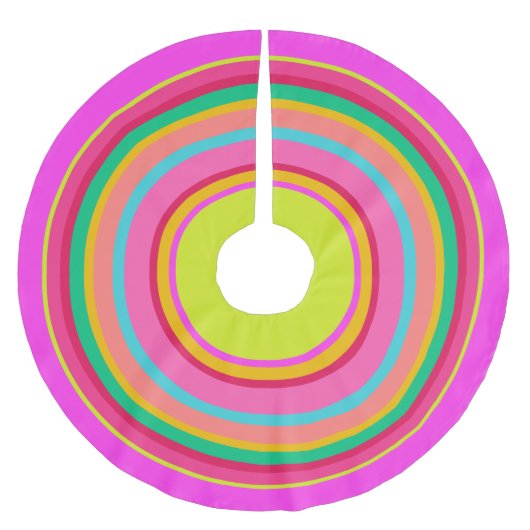 Maximalistische Kreise Vibranful Pink Polyester Weihnachtsbaumdecke (Vorderseite)