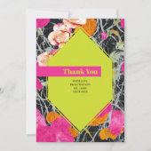 Maximalistische Marbled Floral Modern Wedding Dankeskarte (Vorderseite)