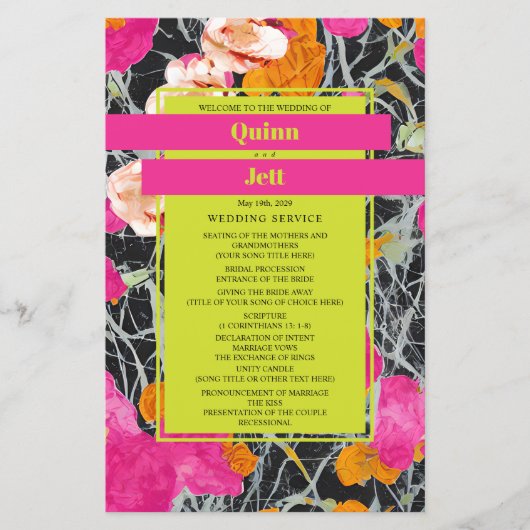 Maximalistische Marbled Moderne Blumenhochzeit (Vorderseite)