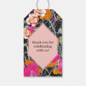 Maximalistische moderne marbelierte Blumenhochzeit Geschenkanhänger (Rückseite)