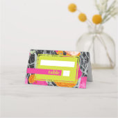 Maximalistische moderne marbelierte Blumenhochzeit Platzkarte (Vorderseite)