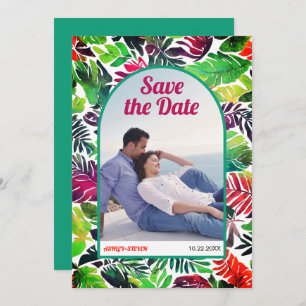 Maximalistische tropische Blätter boho arch Save t Save The Date