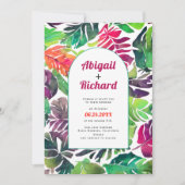 Maximalistische Tropische Blätter - QR-Kodierung Einladung (Vorderseite)