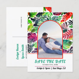 Maximalistische tropische Blätter Save the Date Postkarte
