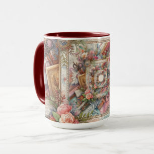 Maximalistische Vintage-Decoupage Tasse
