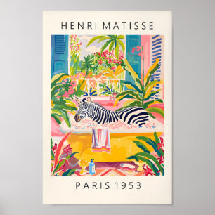 Maximalistische Wall Art, Zebra in Bathtub Witzige Poster