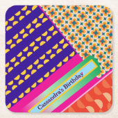 Maximalistische Wiederholung von Mustern zum Gebur Rechteckiger Pappuntersetzer (Vorderseite)