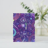 Maximalistischer Abstract auf Lila Postkarte (Stehend Vorderseite)