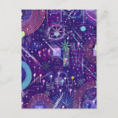 Maximalistischer Abstract auf Lila Postkarte (Vorderseite)