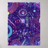 Maximalistischer Abstrakt auf Lila Poster (Vorne)
