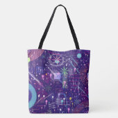 Maximalistischer Abstrakt auf Lila Tasche (Rückseite)