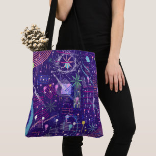 Maximalistischer Abstrakt auf Lila Tasche