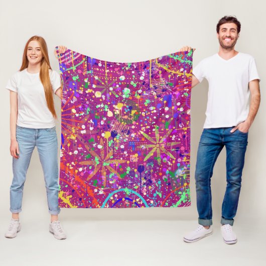 Maximalistischer Abstrakt in kühnen Farben Fleecedecke (Beispiel)