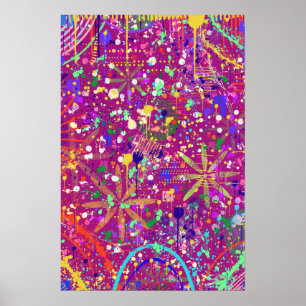 Maximalistischer Abstrakt in kühnen Farben Poster