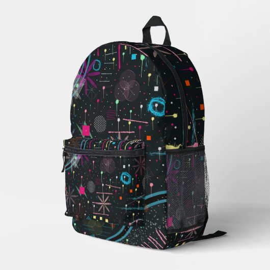 Maximalistischer abstrakter Expressionismus Bedruckter Rucksack (Rückseitige Ecke Rechts)