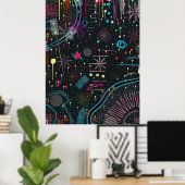 Maximalistischer abstrakter Expressionismus Poster (Heimbüro)