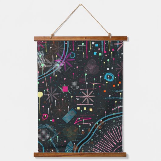 Maximalistischer Abstrakter Expressionismus  Wandteppich Mit Holzrahmen (Vorderseite)