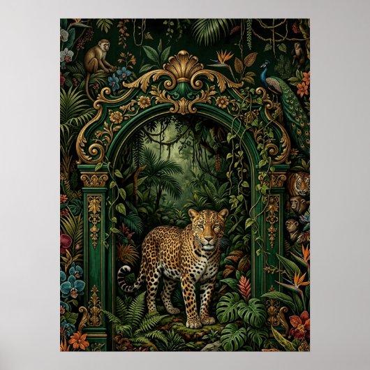 Maximalistischer Dekor Leopard Poster (Vorne)