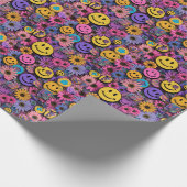 Maximalistischer Dopamine-Design-Layered-Smiley-Ic Geschenkpapier (Ecke)
