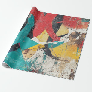 Maximalistischer Graffiti mit roten gelben blauen Geschenkpapier