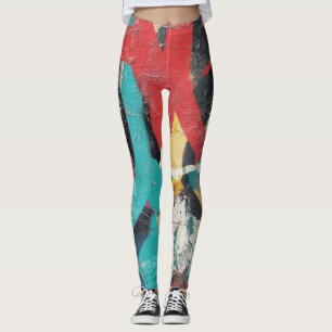 Maximalistischer Graffiti mit roten gelben blauen  Leggings