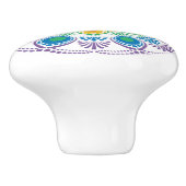 Maximalistischer Regenbogen-Blumenbrunnen Dot Mand Keramikknauf (Seitenansicht)